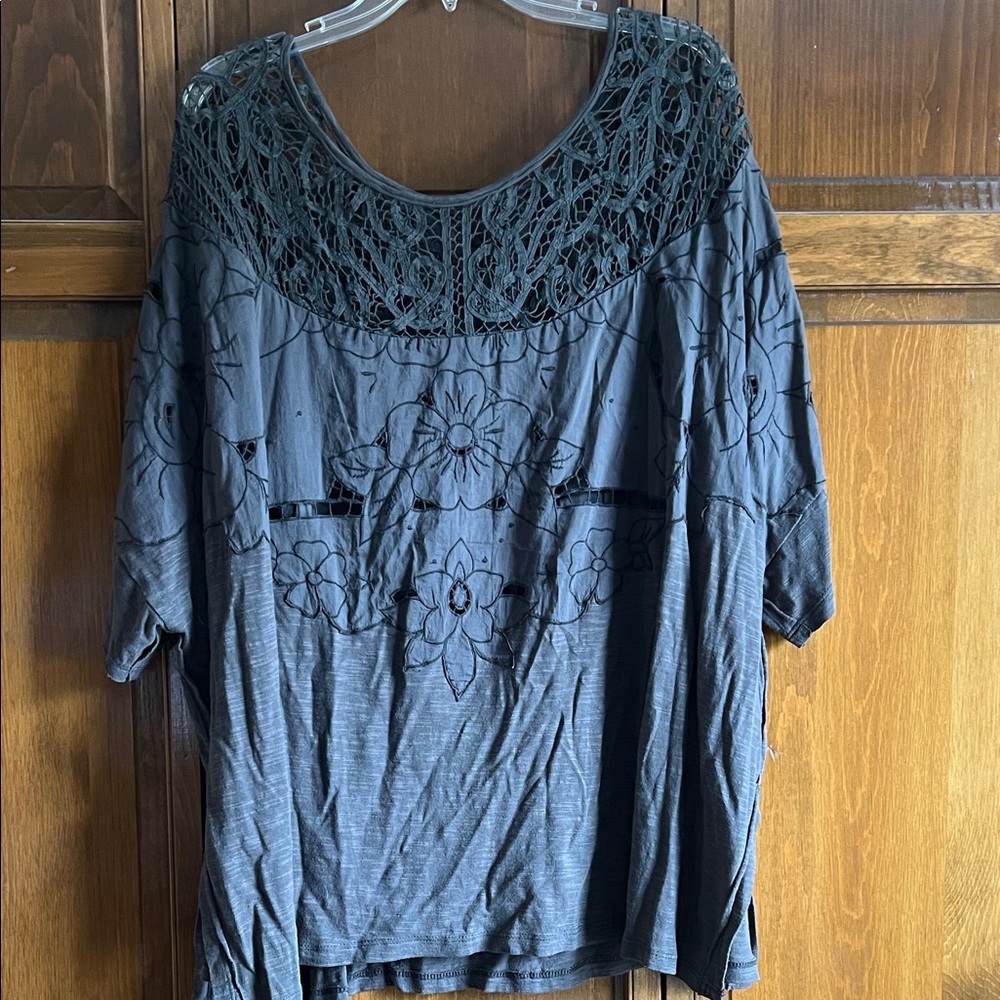 Oversized crochet detailed tee